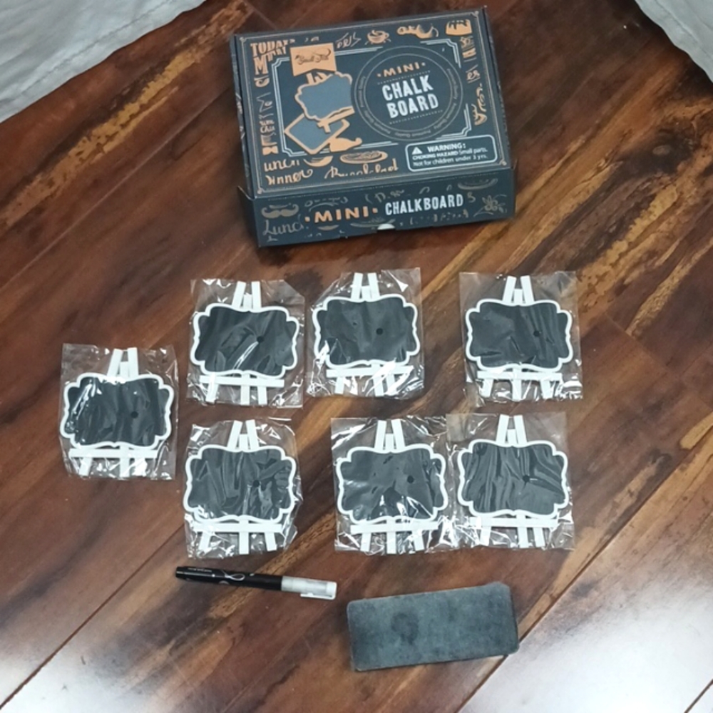 7 Mini Chalkboards for signs, food labels, catering notes, event decoration, etc